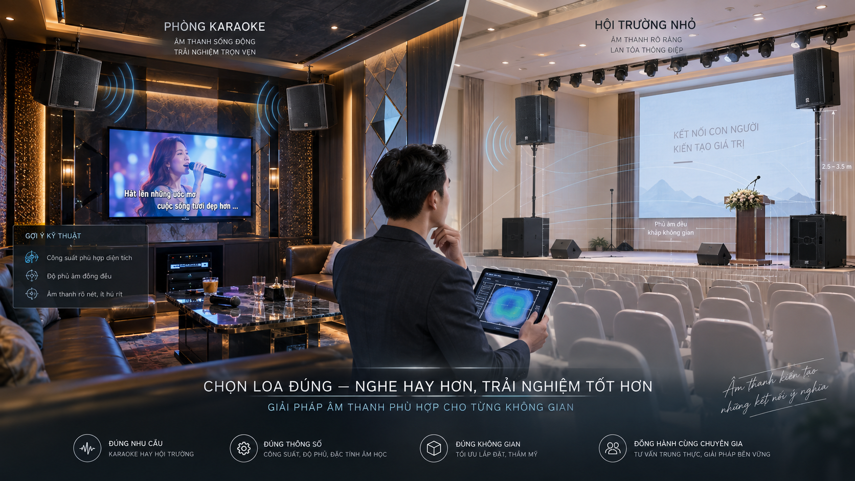 Cấu tạo bên trong loa chuyên nghiệp gồm bass, treble, phân tần và thùng loa