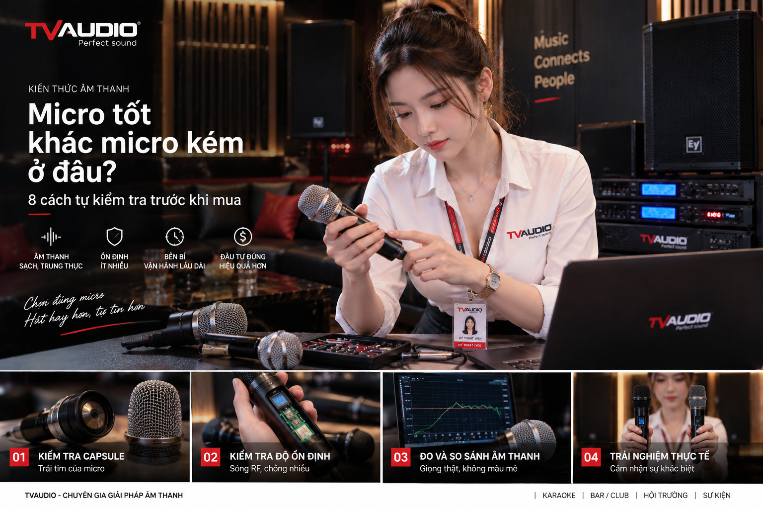 Kiểm tra capsule và chất âm micro karaoke trước khi mua