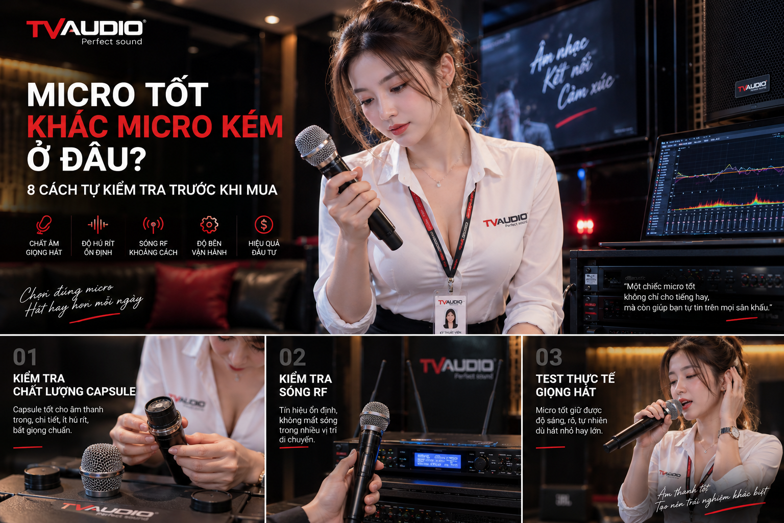 So sánh hai tay micro karaoke về độ nhạy, handling noise và chất giọng