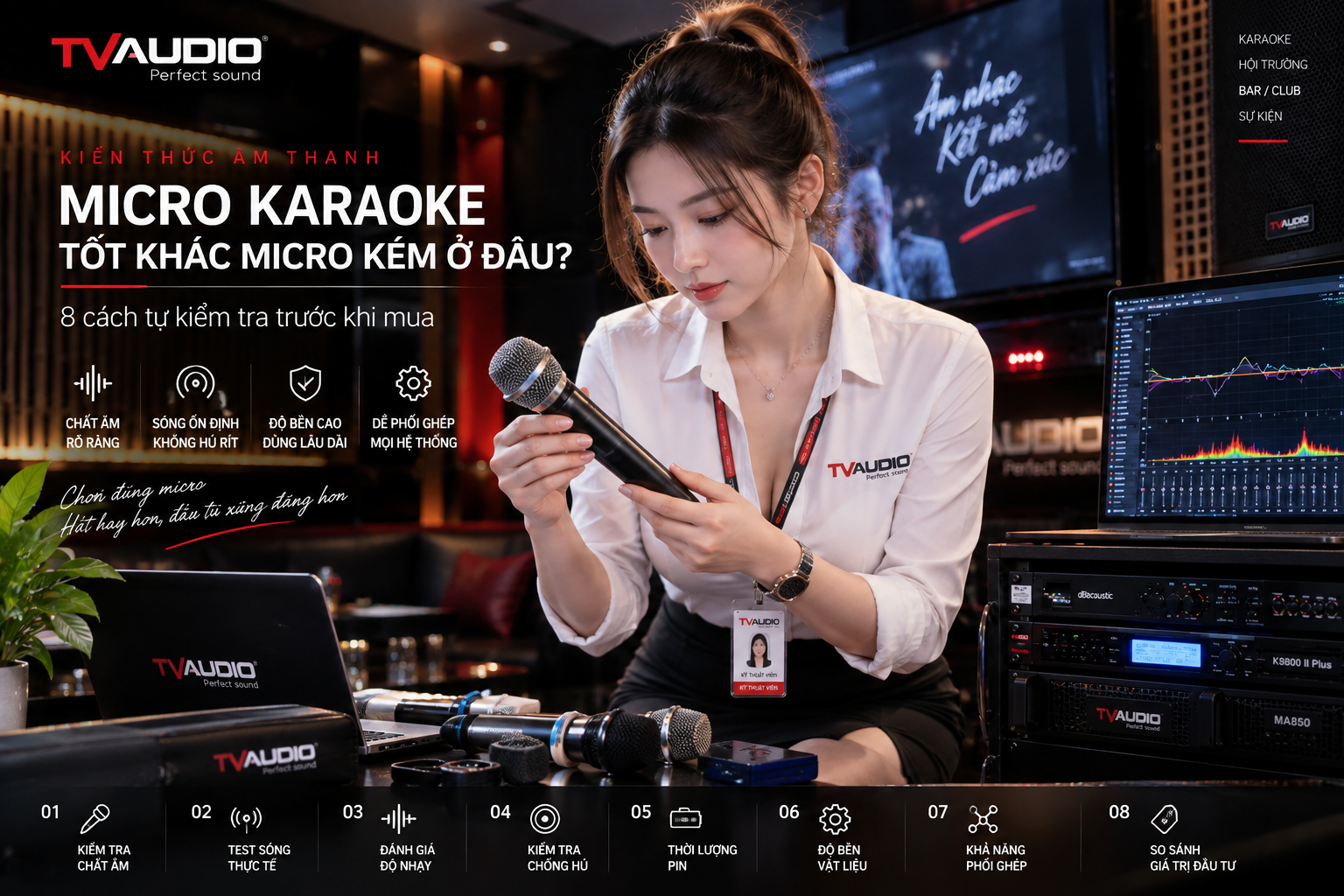 Kiểm tra độ ổn định sóng RF và khả năng chống nhiễu của micro karaoke