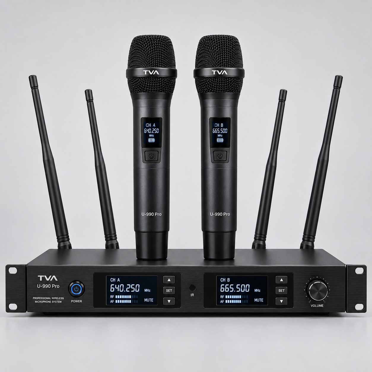 Bộ micro không dây TVA U-990 Pro 2 tay 4 anten demo